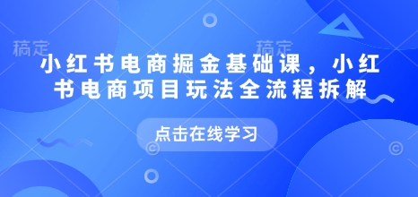 小红书电商掘金课，小红书电商项目玩法全流程拆解（更新7月）白米粥资源网-汇集全网副业资源白米粥资源网