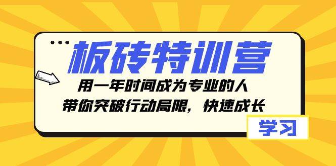 板砖特训营，用一年时间成为专业的人，带你突破行动局限，快速成长白米粥资源网-汇集全网副业资源白米粥资源网