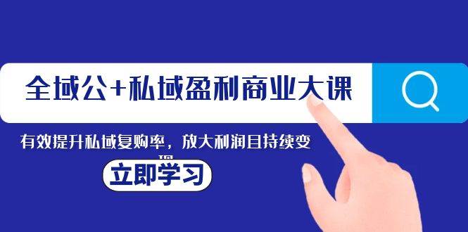 全域公 私域盈利商业大课，有效提升私域复购率，放大利润且持续变现白米粥资源网-汇集全网副业资源白米粥资源网