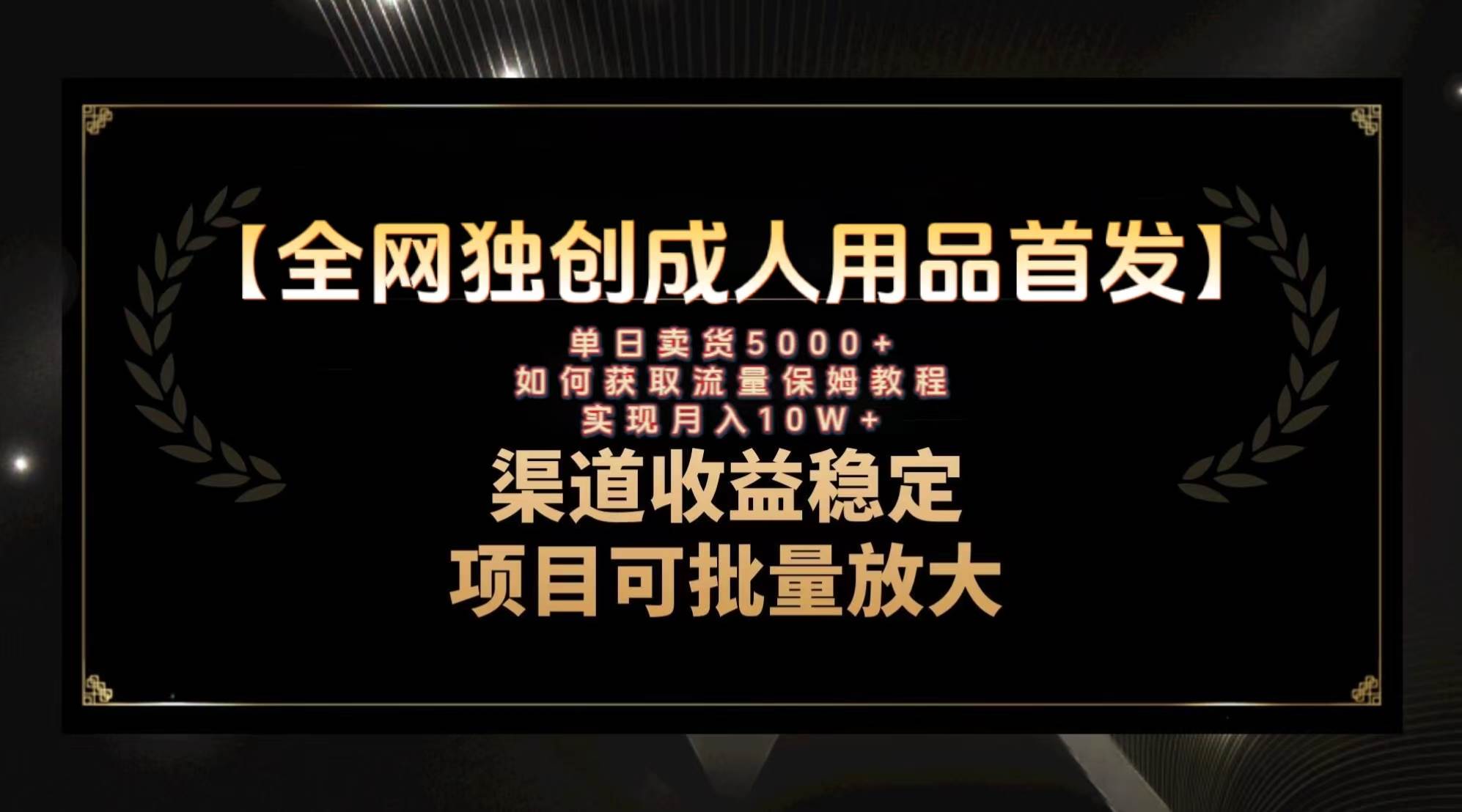 最新全网独创首发，成人用品赛道引流获客，月入10w保姆级教程白米粥资源网-汇集全网副业资源白米粥资源网