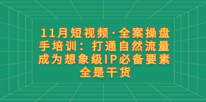 11月短视频·全案操盘手培训：打通自然流量 成为想象级IP必备要素 全是干货白米粥资源网-汇集全网副业资源白米粥资源网