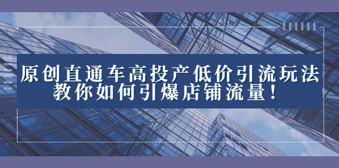 2023直通车高投产低价引流玩法，教你如何引爆店铺流量！白米粥资源网-汇集全网副业资源白米粥资源网