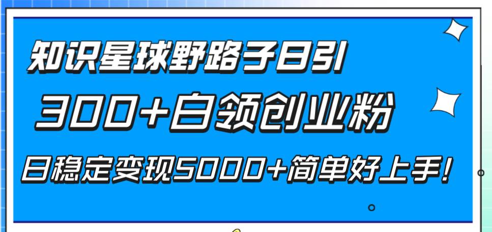 知识星球野路子日引300 白领创业粉，日稳定变现5000 简单好上手！白米粥资源网-汇集全网副业资源白米粥资源网