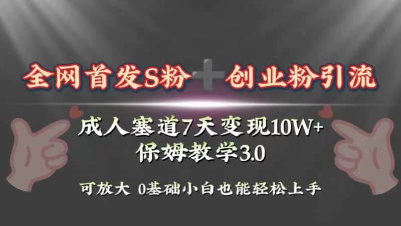 全网首发s粉加创业粉引流变现，成人用品赛道7天变现10w 保姆教学3.0白米粥资源网-汇集全网副业资源白米粥资源网