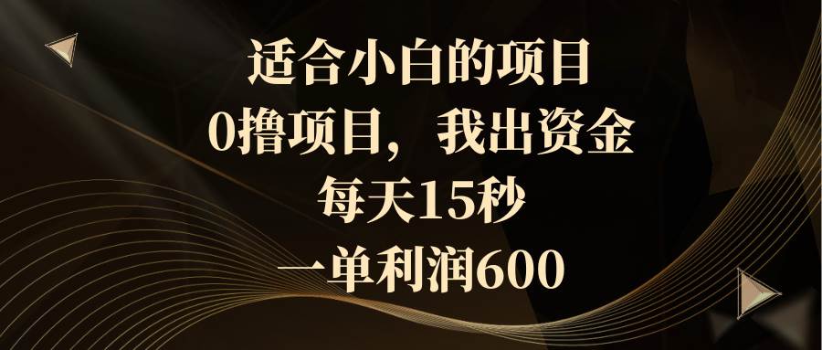 适合小白的项目，0撸项目，我出资金，每天15秒，一单利润600白米粥资源网-汇集全网副业资源白米粥资源网