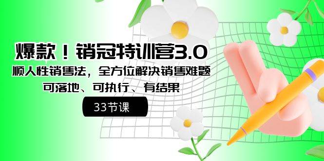 爆款！销冠特训营3.0之顺人性销售法，全方位解决销售难题、可落地、可执行、有结果白米粥资源网-汇集全网副业资源白米粥资源网
