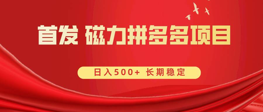 首发 磁力拼多多自撸  日入500白米粥资源网-汇集全网副业资源白米粥资源网