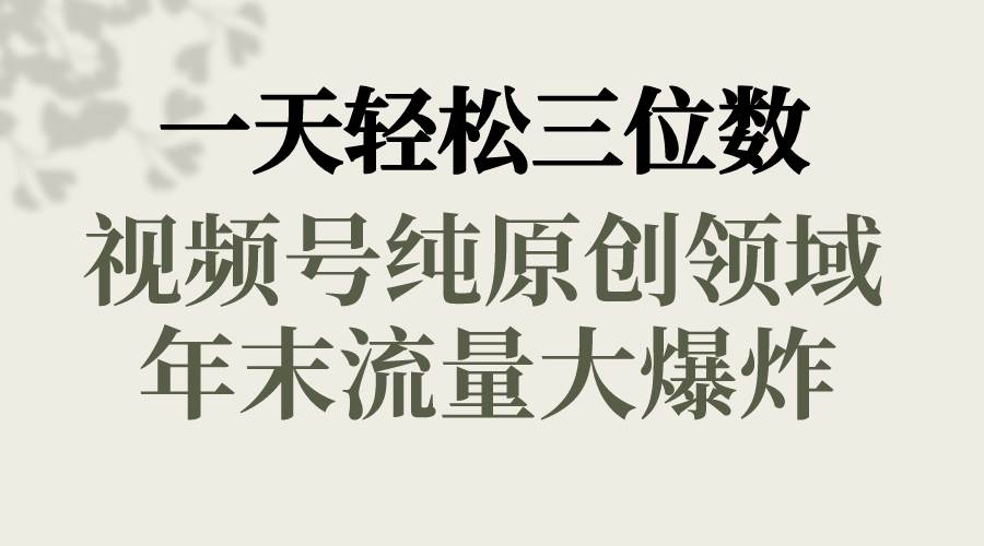 一天轻松三位数，视频号纯原创领域，春节童子送祝福，年末流量大爆炸白米粥资源网-汇集全网副业资源白米粥资源网