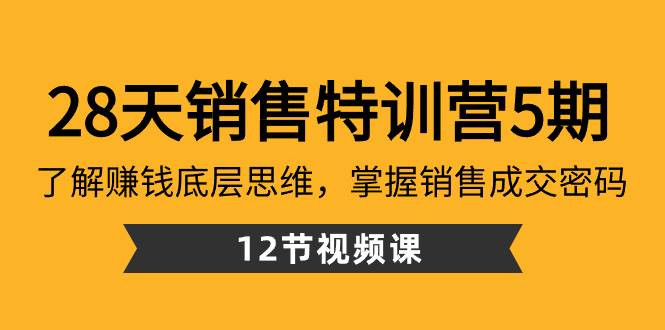 28天·销售特训营5期：了解赚钱底层思维，掌握销售成交密码（12节课）白米粥资源网-汇集全网副业资源白米粥资源网