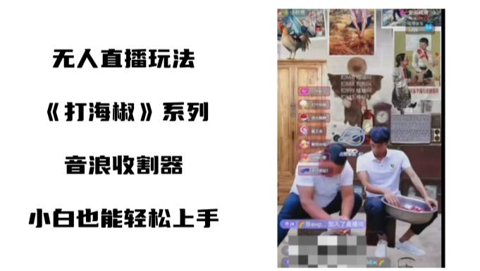 打海椒无人直播整蛊项目，小白轻松上手撸音浪收割器（教程 工具 素材）白米粥资源网-汇集全网副业资源白米粥资源网