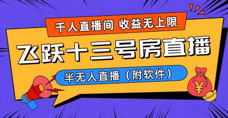 爆火飞跃十三号房半无人直播，一场直播上千人，日入过万！（附软件）白米粥资源网-汇集全网副业资源白米粥资源网