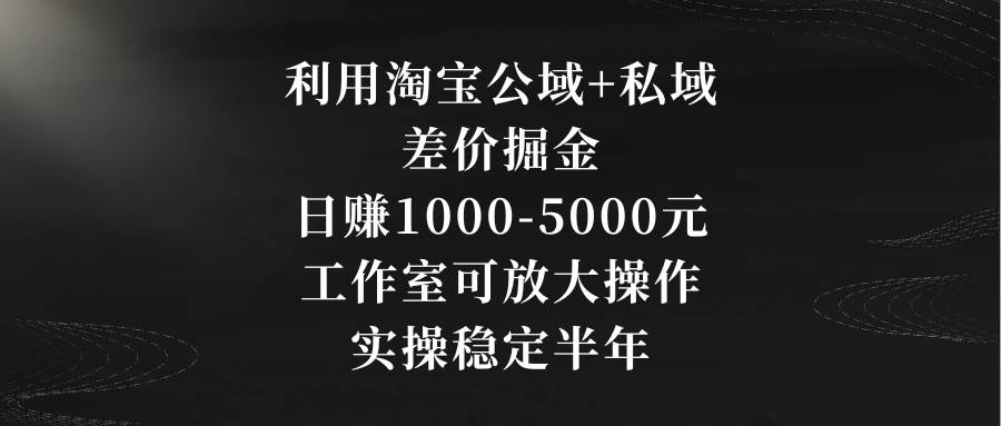 利用淘宝公域+私域差价掘金，日赚1000-5000元，工作室可放大操作，实操…白米粥资源网-汇集全网副业资源白米粥资源网