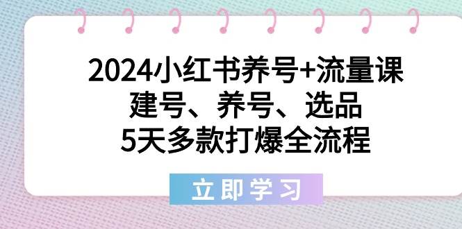 2024小红书养号+流量课：建号、养号、选品，5天多款打爆全流程白米粥资源网-汇集全网副业资源白米粥资源网