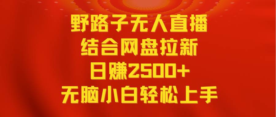 无人直播野路子结合网盘拉新，日赚2500+多平台变现，小白无脑轻松上手操作白米粥资源网-汇集全网副业资源白米粥资源网