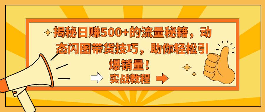 揭秘日赚500+的流量秘籍，动态闪图带货技巧，助你轻松引爆销量！白米粥资源网-汇集全网副业资源白米粥资源网