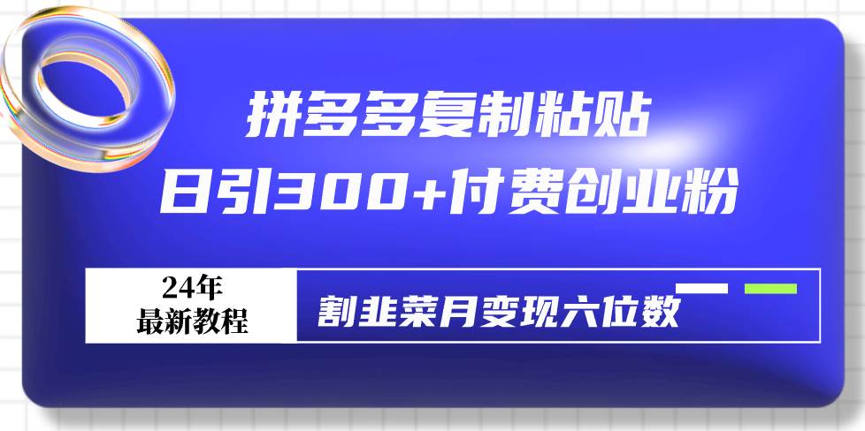 拼多多复制粘贴日引300+付费创业粉，割韭菜月变现六位数最新教程！白米粥资源网-汇集全网副业资源白米粥资源网
