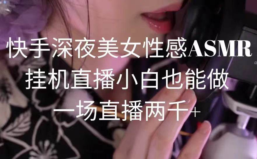 快手深夜美女性感ASMR挂机直播，小白也能做，一场直播两千+白米粥资源网-汇集全网副业资源白米粥资源网