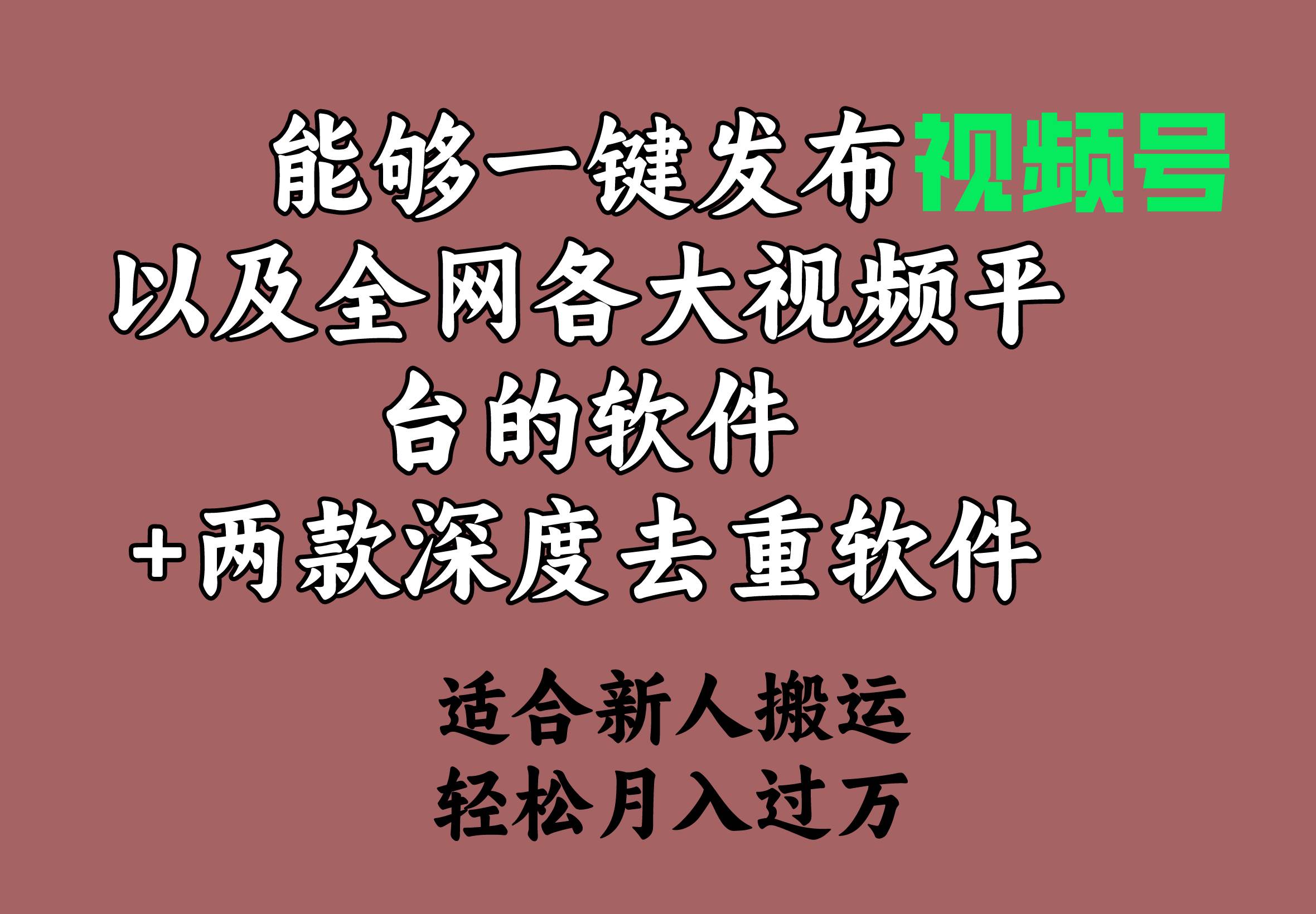 能够一键发布视频号以及全网各大视频平台的软件+两款深度去重软件 适合…白米粥资源网-汇集全网副业资源白米粥资源网
